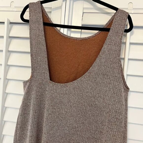 Zara Burnt Orange/Brown Ribbed Midi Dress With Back Detail Size Large - Picture 4 of 6